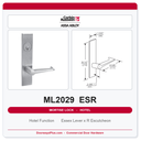 Corbin Russwin ML2029 ESR Hotel or Motel Mortise Lockset | Grade 1 Commercial