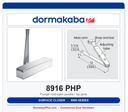 Dorma 8916 PHP Surface Door Closer Plunger Hold-Open Parallel / Top Jamb | ANSI Grade 1 | UL Listed