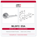 Corbin Russwin ML2072 ESA Classroom Intruder Mortise Lockset | Grade 1 Commercial